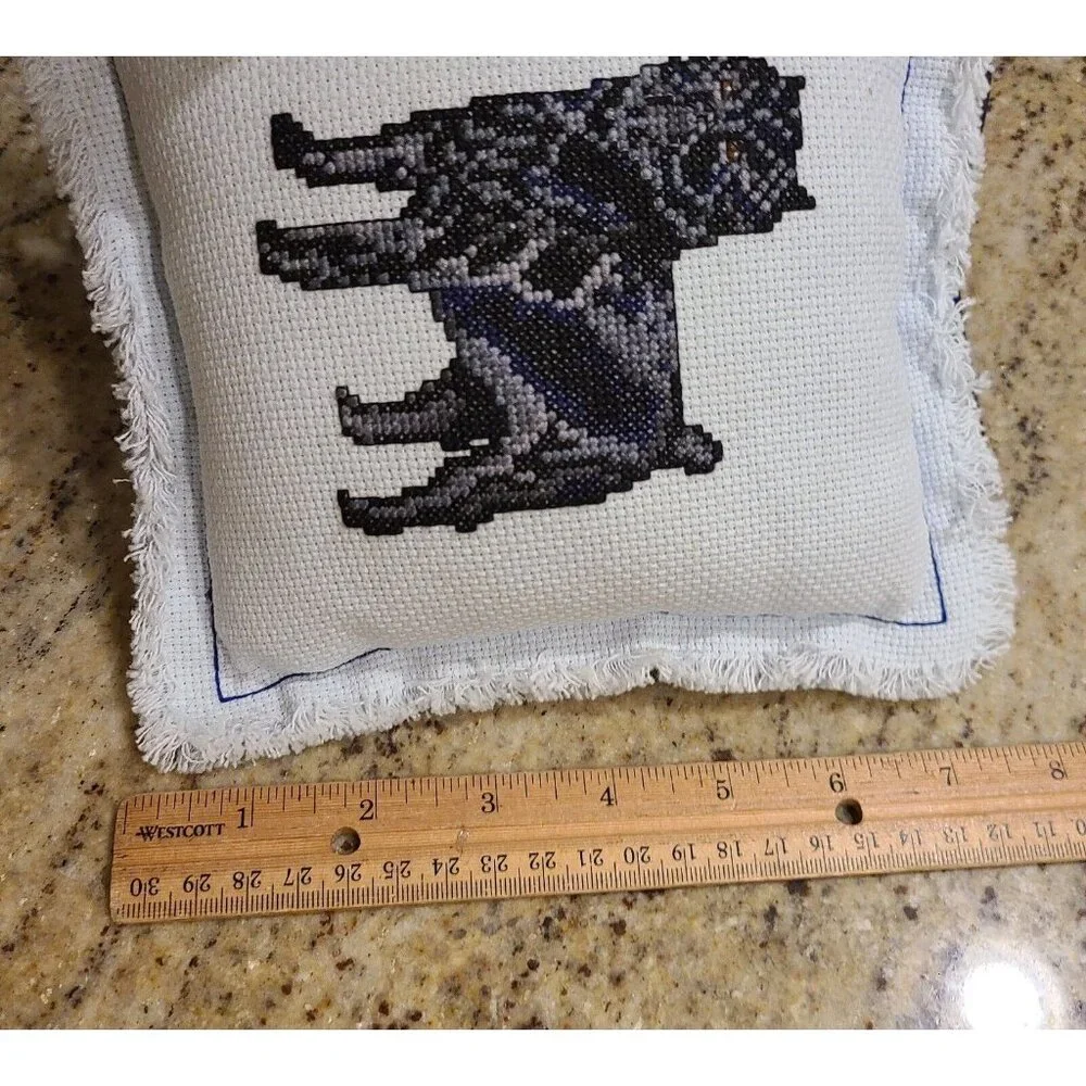 Affenpinsch Needlepoint Cross Stitch Mini Pillow Door Knob Hanger Blue Fur Baby